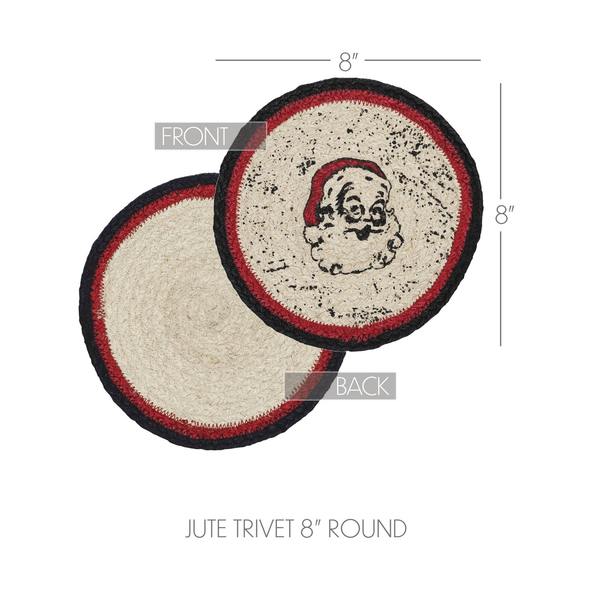 VHC Brands - Jolly Ole Santa Jute Trivet 8 inch Diameter - Wines'Designs