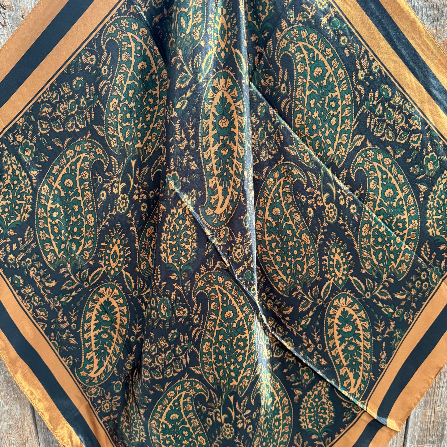 Green and Tan Floral Wild Rag - Western Scarf