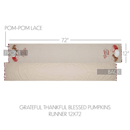 VHC Brands - Grateful Thankful Blessed Pumpkins Runner 12x72 - Wines'Designs