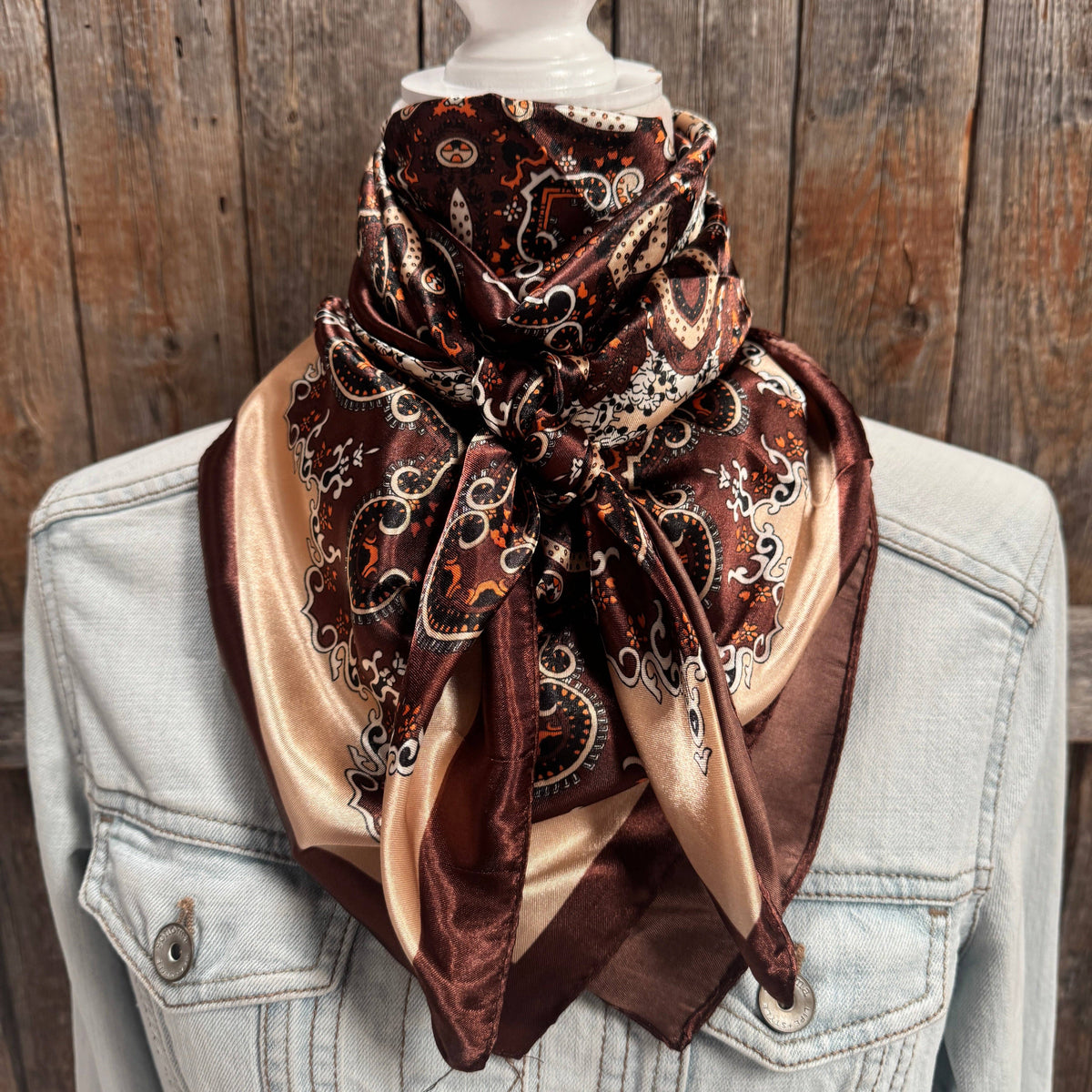 Brown and Tan Paisley Wild Rag - Western Scarf