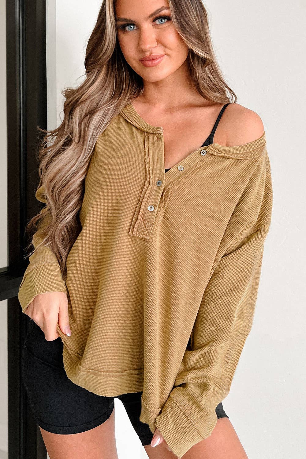 Camel Relaxed Henley Top