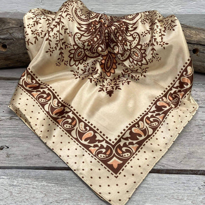 Tan/Brown Polka Dot & Paisley Wild Rag - Western Scarf