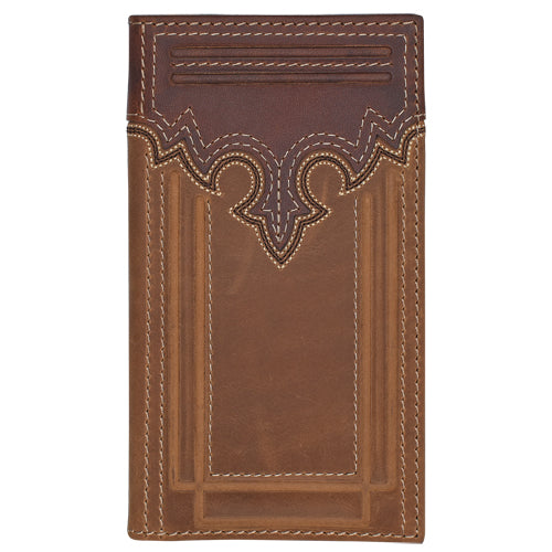 TONY LAMA MENS RODEO WALLET W/ YOKE AND TRAPUNTO ACCENTS