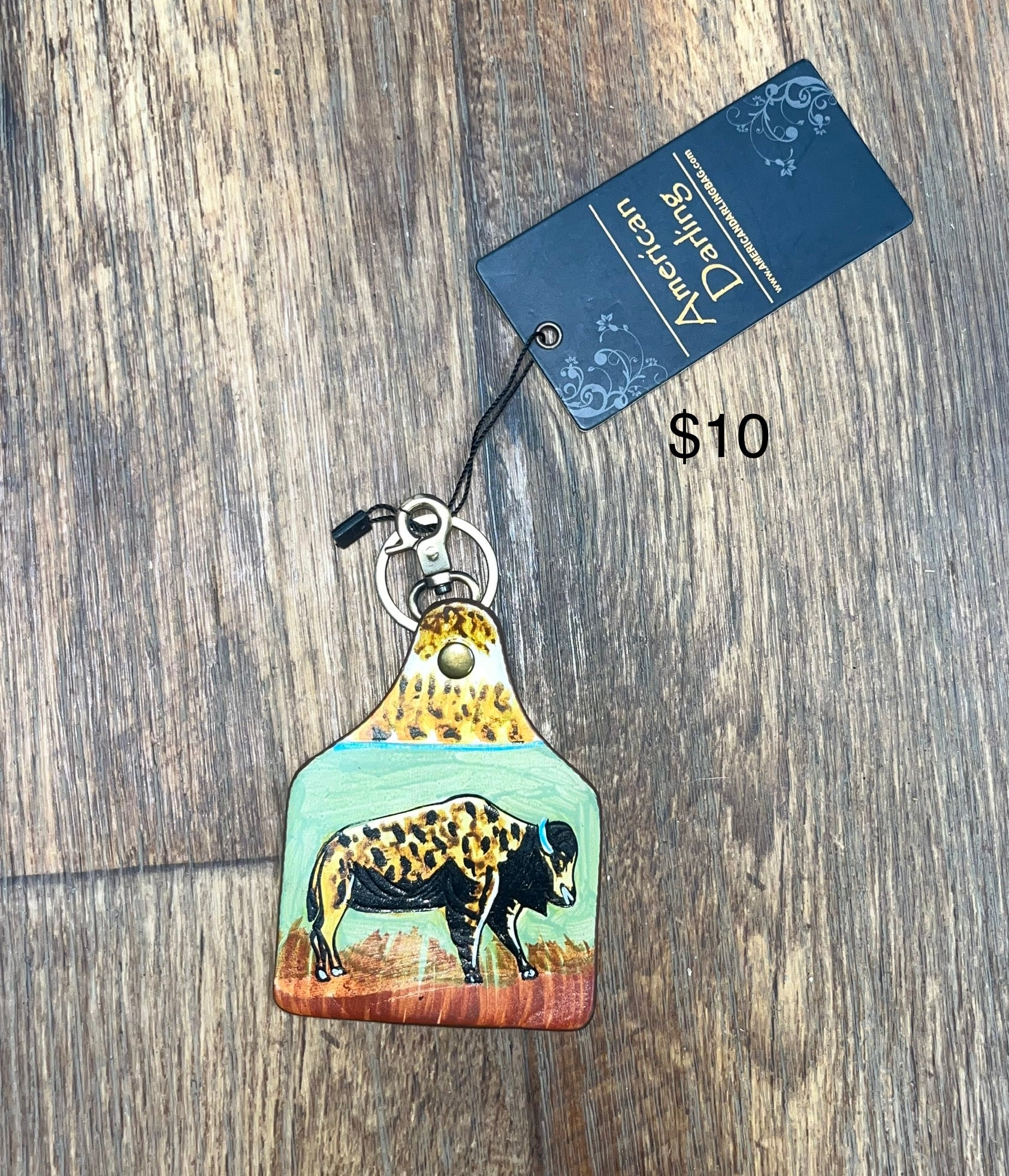 painted buffalo key ring - Wines'Designs