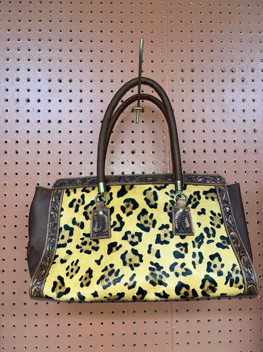 Cheetah and leather purse - Wines'Designs