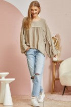 Mocha wash dyed poncho style shirt - Wines'Designs