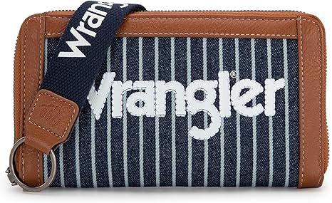 Navy and white striped Wrangler wristlet