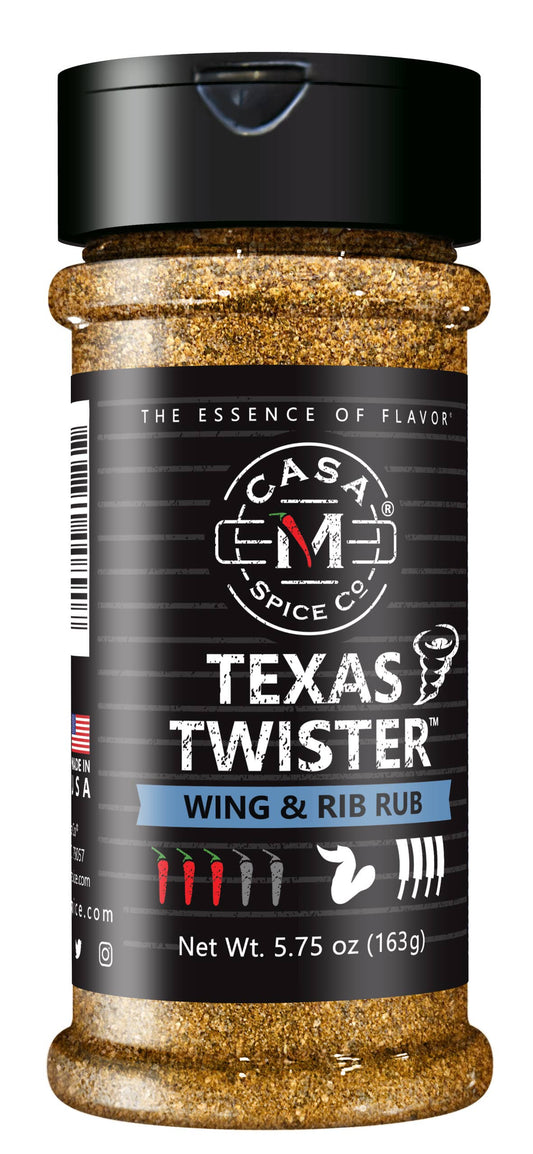 Casa M Spice Co LLC - NEW!  Texas Twister™ Wing & Rib Rub - Plastic Shaker - Wines'Designs