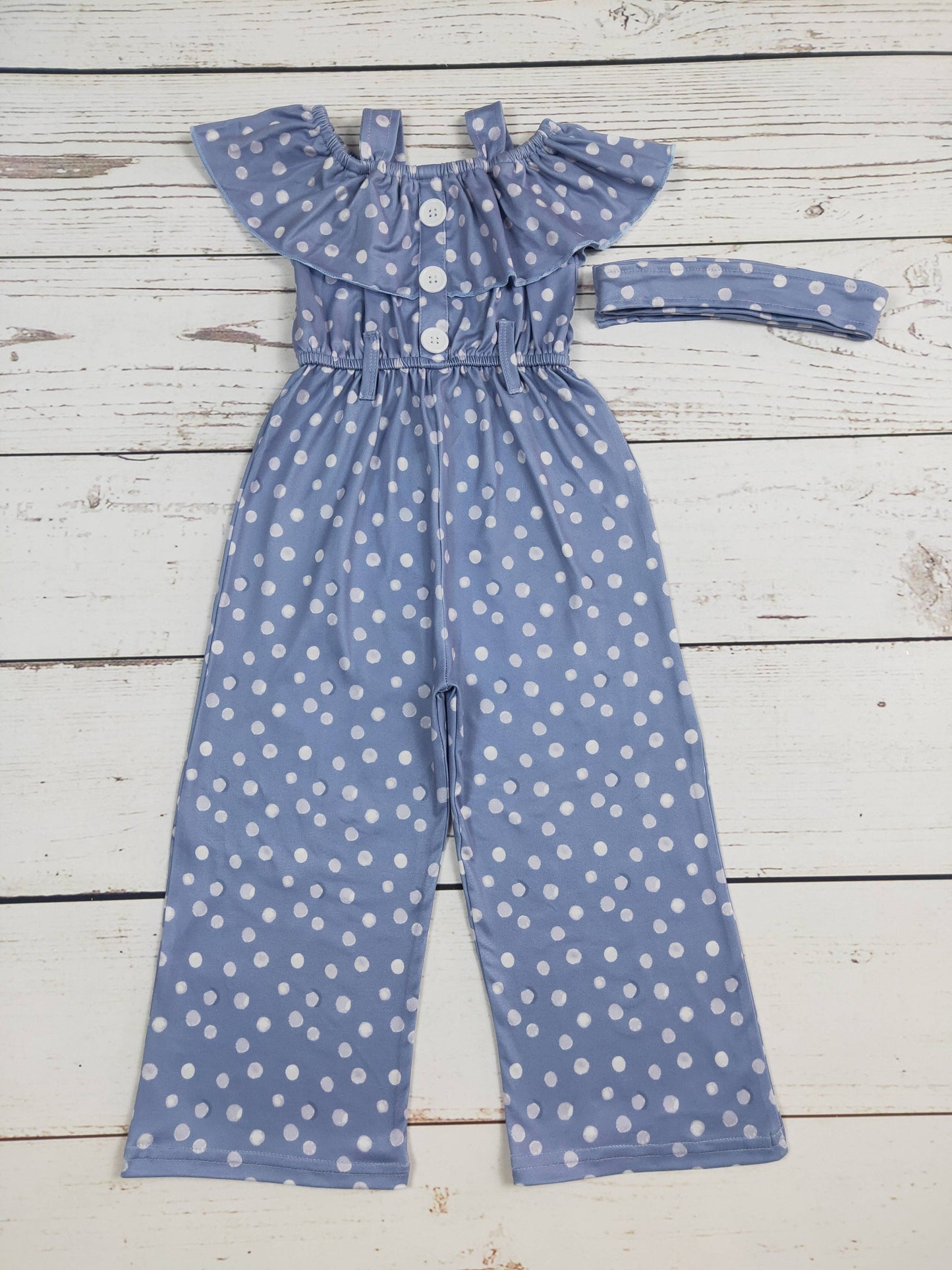 sassy kids palace - Girls Polka Dots Printed Jumpsuit With Belt: 2T - Wines'Designs