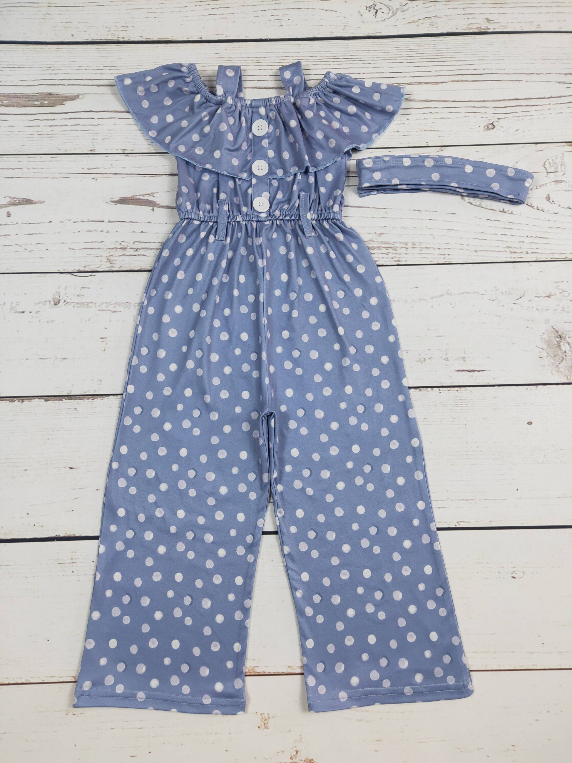 sassy kids palace - Girls Polka Dots Printed Jumpsuit With Belt: 2T - Wines'Designs