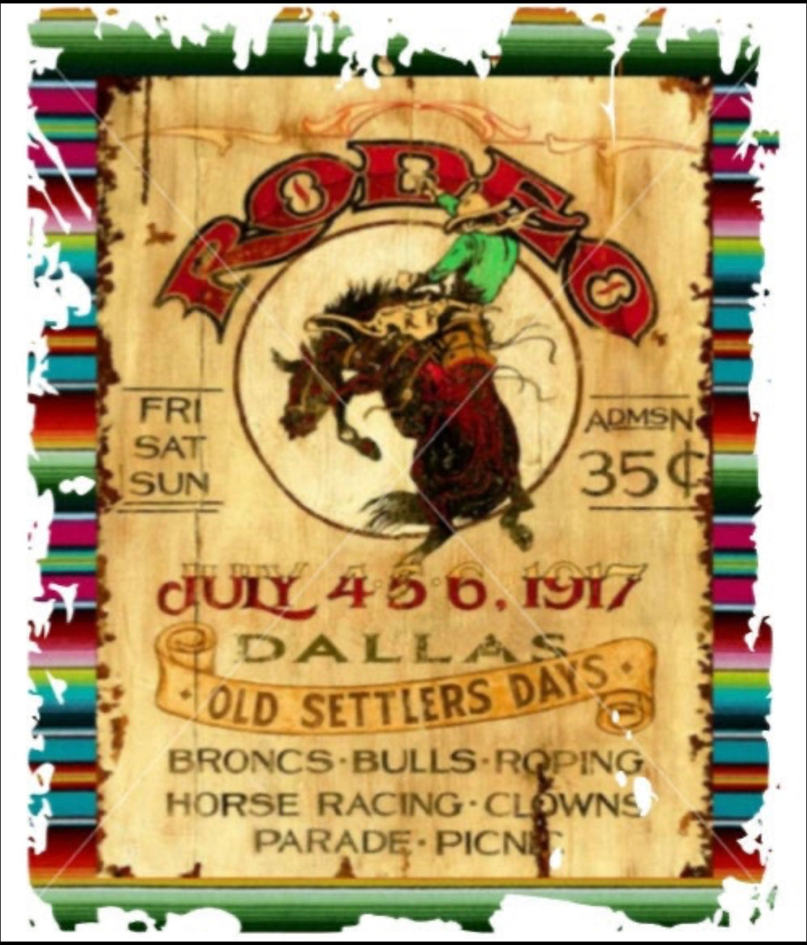 Serape vintage rodeo poster - Wines'Designs