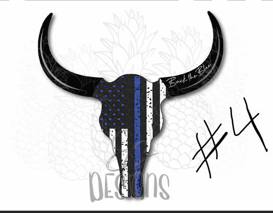 Back the blue cow skull - Wines'Designs