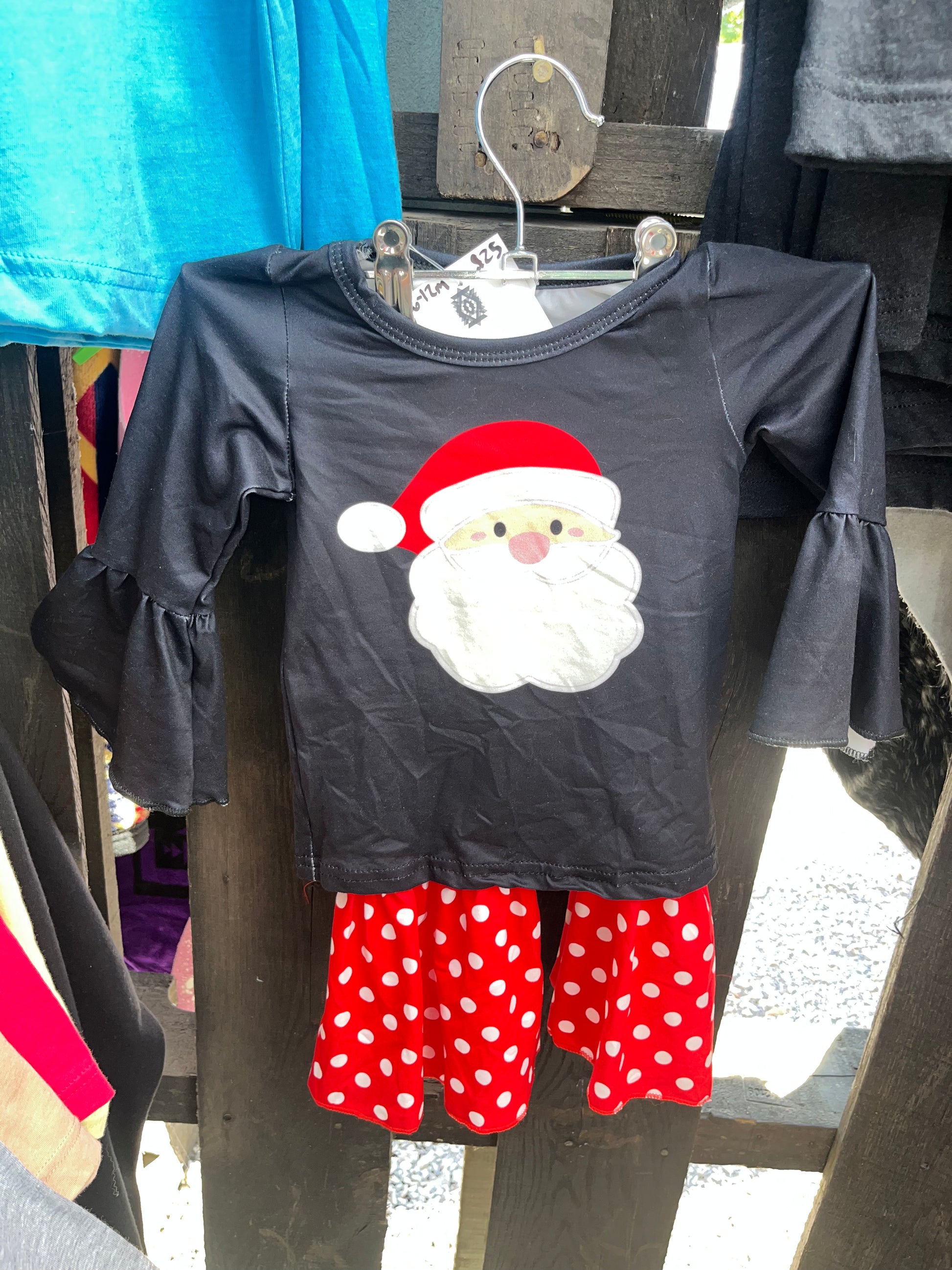 Santa outfit will polka dot bells - Wines'Designs