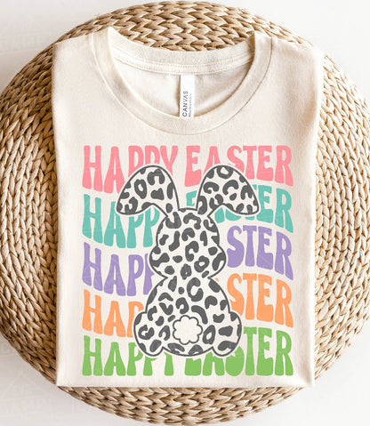 Happy Easter (repeating w leopard rabbit) - Wines'Designs