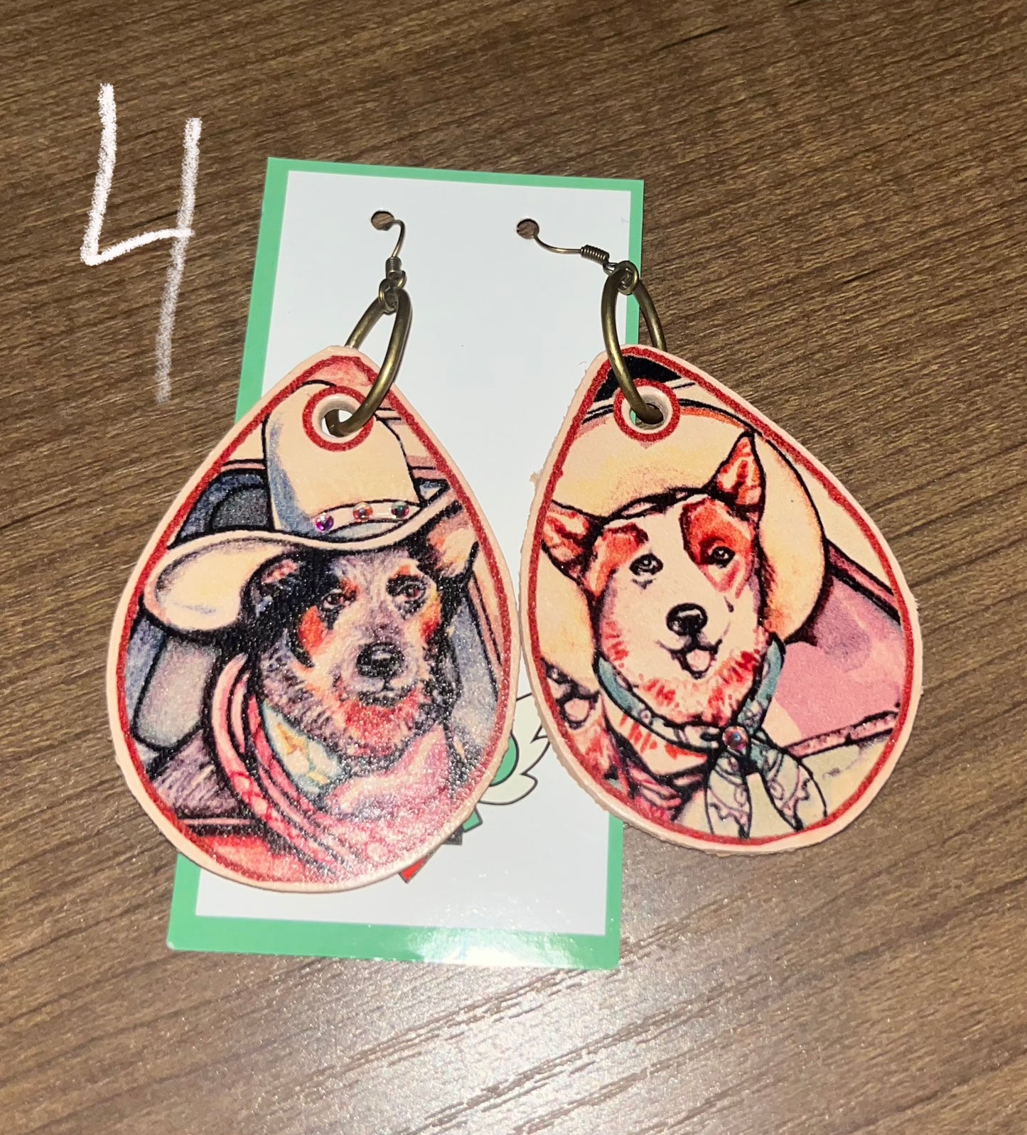 Working cattle dogs leather earrings - Wines'Designs