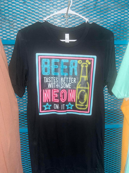 🍻 tastes better with some neon on it tee - Wines'Designs