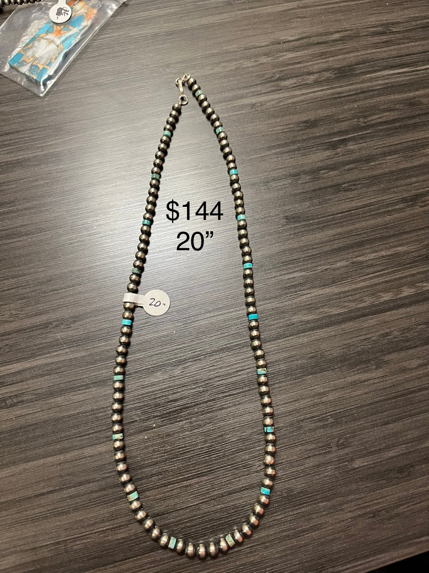 20” Sterling beads and turquoise - Wines'Designs