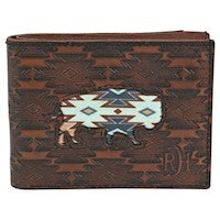 RED DIRT HAT CO MENS BIFOLD WALLET SOUTHWEST BUFFALO INLAY - Wines'Designs