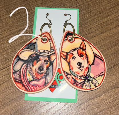 Working cattle dogs leather earrings - Wines'Designs