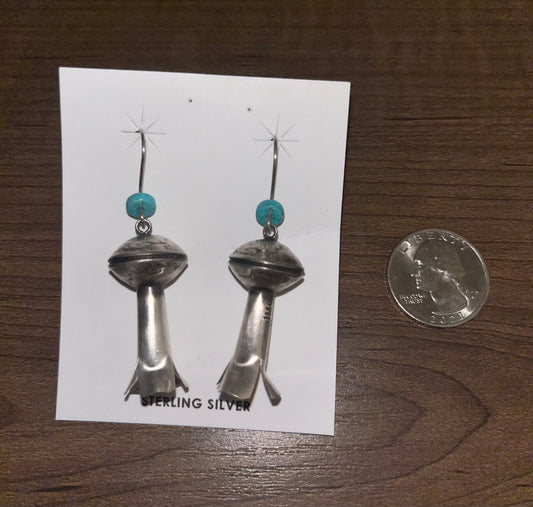 Authentic turquoise and sterling silver squash blossom earrings - Wines'Designs