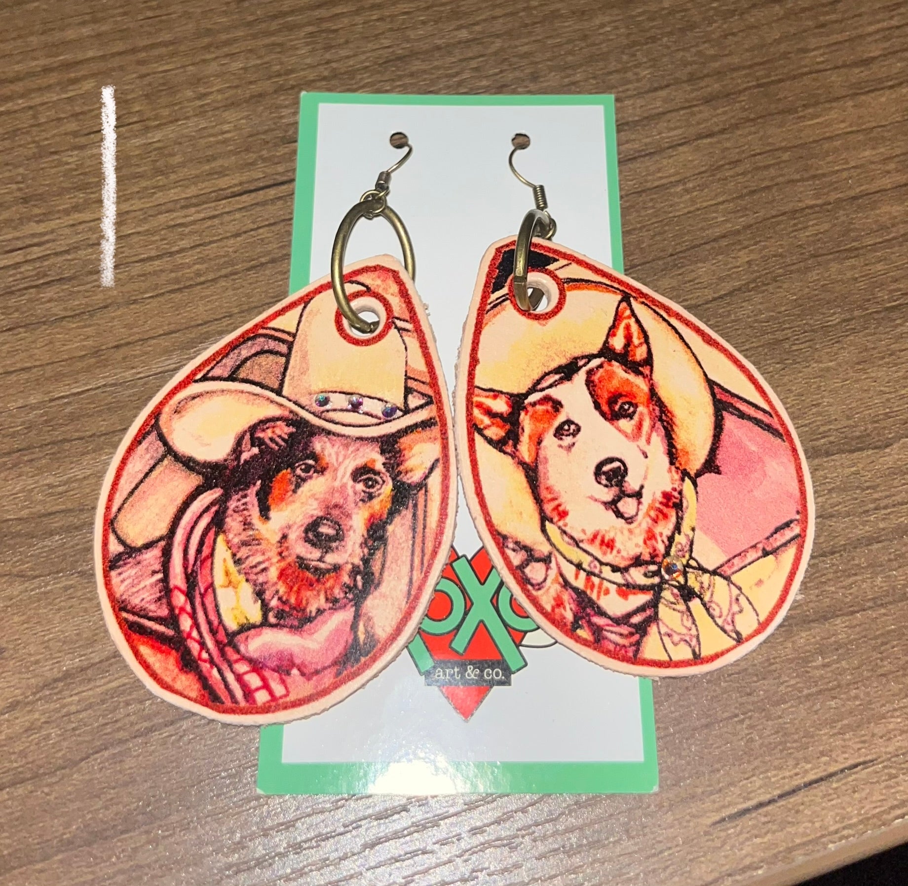 Working cattle dogs leather earrings - Wines'Designs