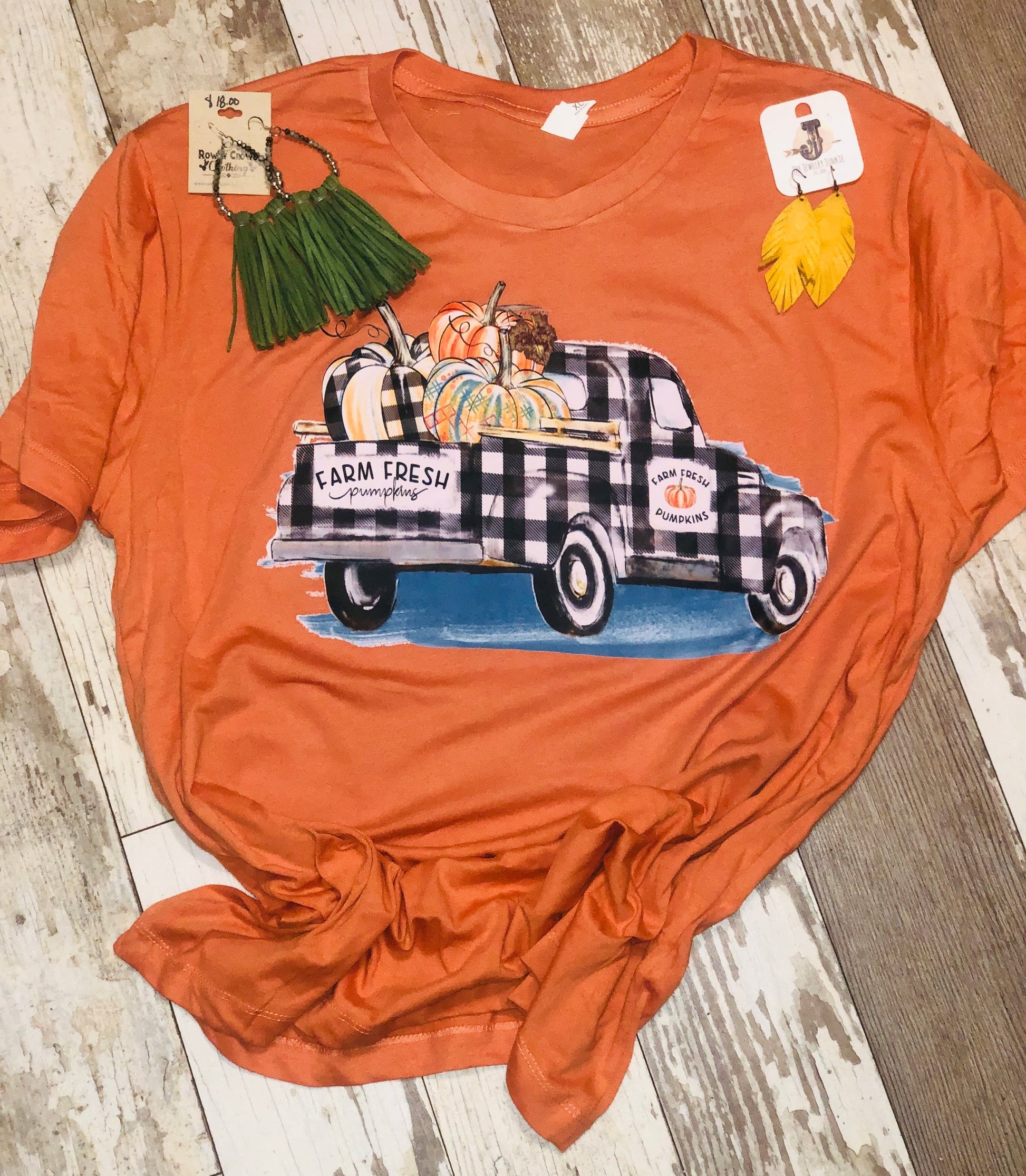 Farm fresh pumpkins in plaid truck - Wines'Designs